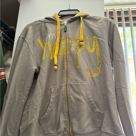 Peace Love World Gray and Yellow Jacket - Picture 1 of 5